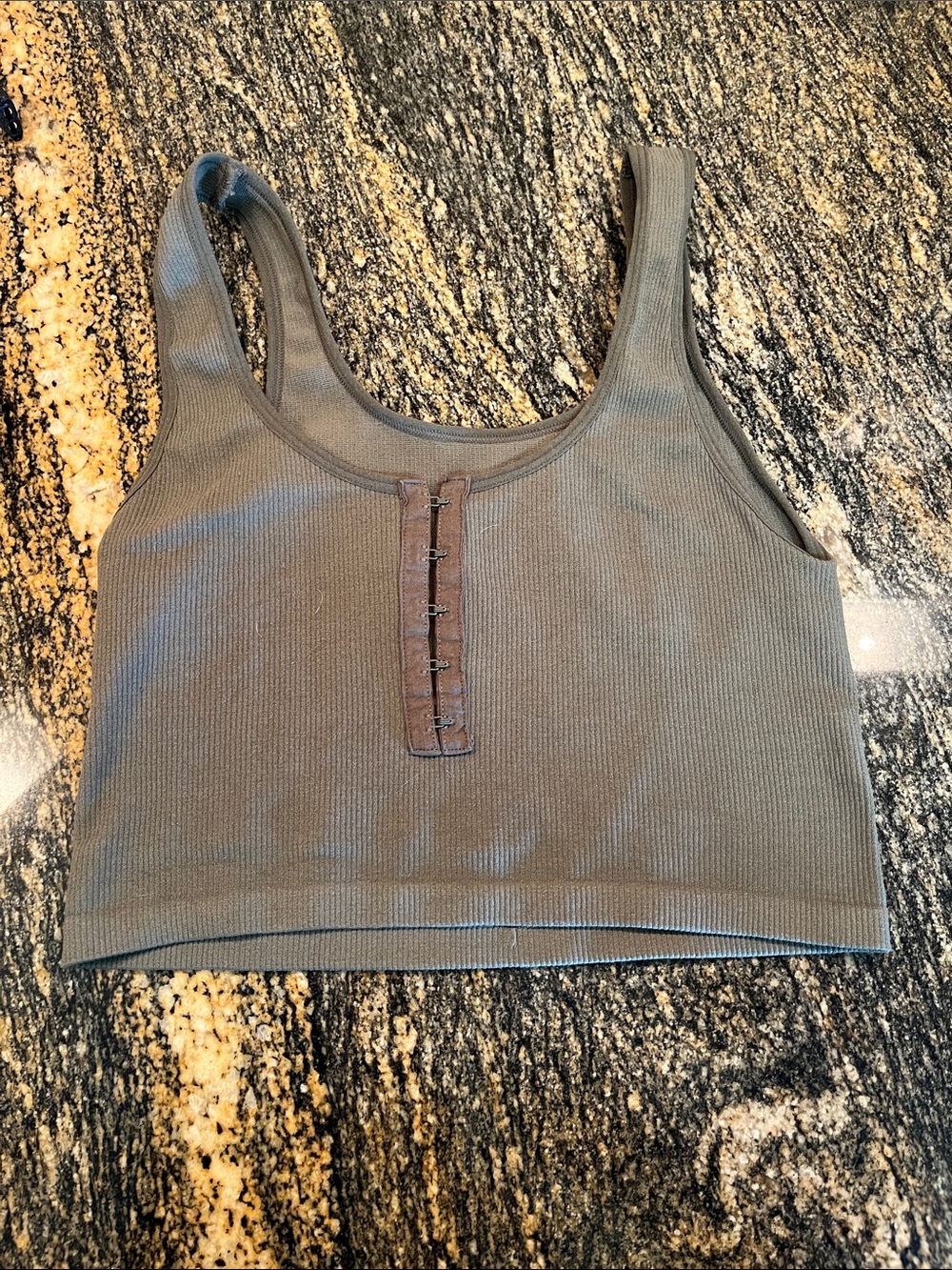 Green ribbed crop bralette xs/s tank top